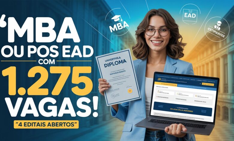 Na dúvida entre MBA e Especialização EAD? Estes 4 editais GRATUITOS têm a resposta (e a vaga) para sua carreira! Confira e inscreva-se agora!