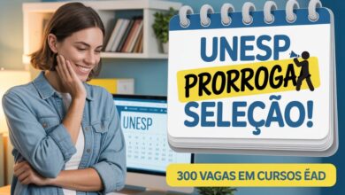 UNESP prorroga até 8 de agosto as inscrições para 300 vagas Cursos de Especialização EAD gratuitos para professores da rede pública.