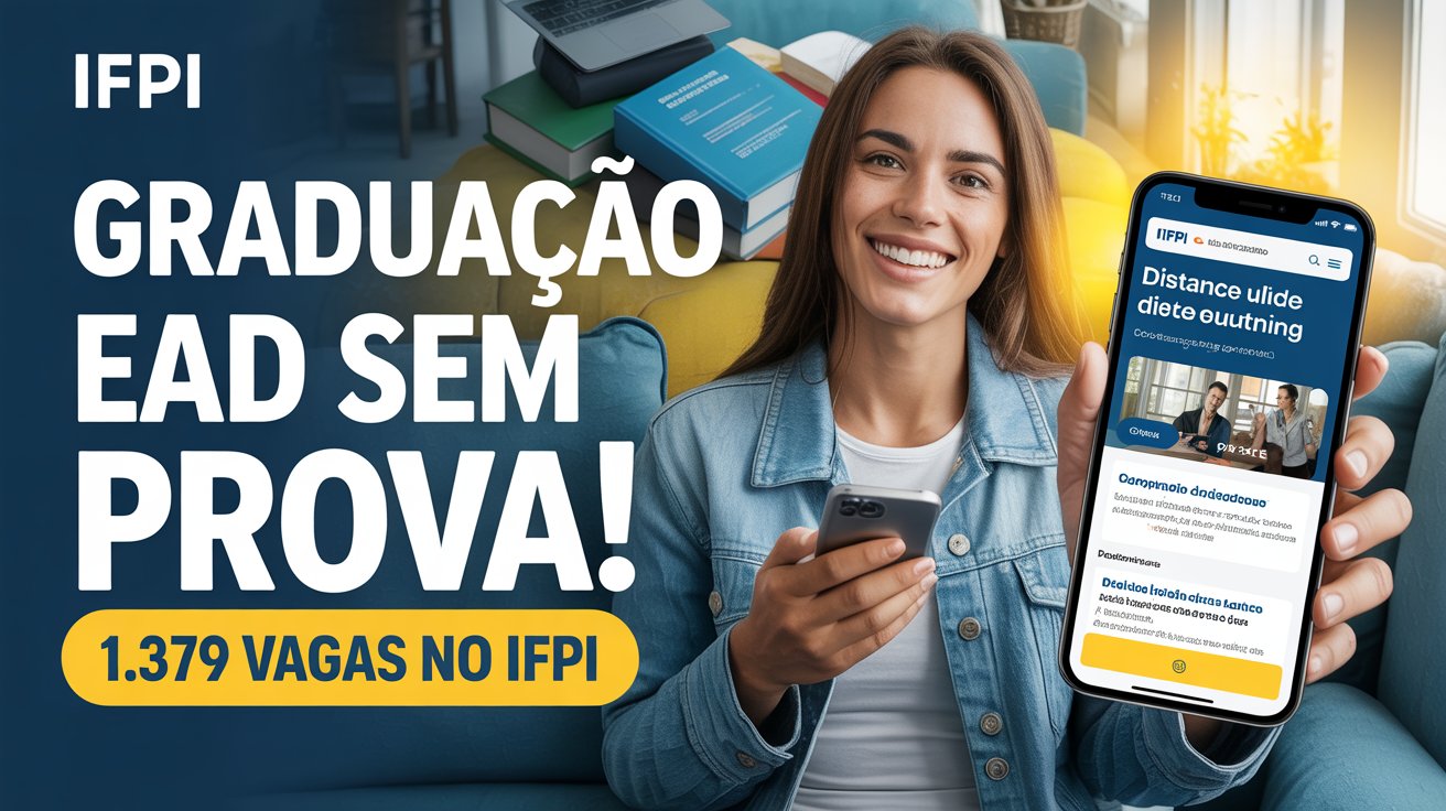 Inscrições abertas para cursos de graduação EAD no IFPI. São 1.379 vagas EAD. Ingresso com ENEM, diploma ou redação. Veja como participar.