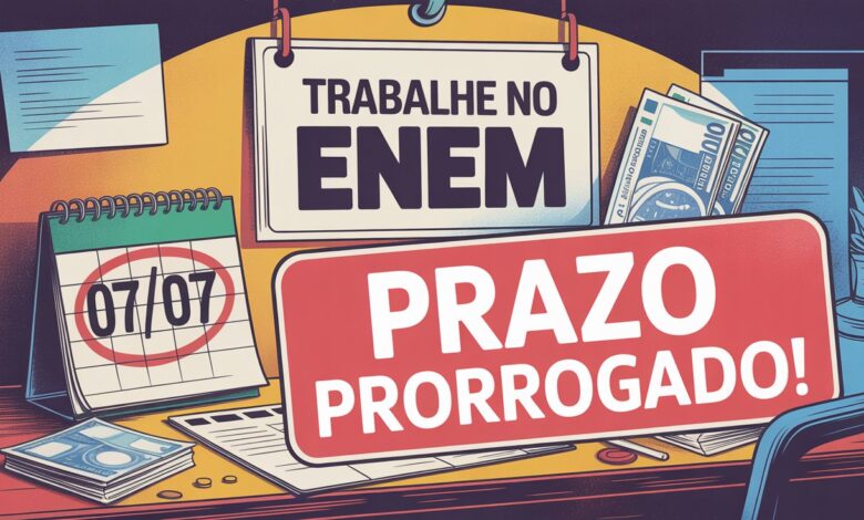 O MEC prorrogou as inscrições para trabalhar no ENEM 2025 como certificador. Diárias de até R$ 864! Novo prazo vai até 07/07. Inscreva-se já!