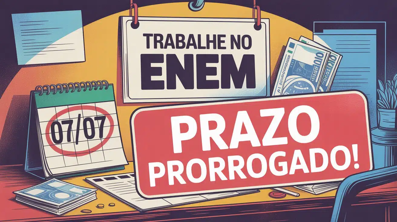 O MEC prorrogou as inscrições para trabalhar no ENEM 2025 como certificador. Diárias de até R$ 864! Novo prazo vai até 07/07. Inscreva-se já!