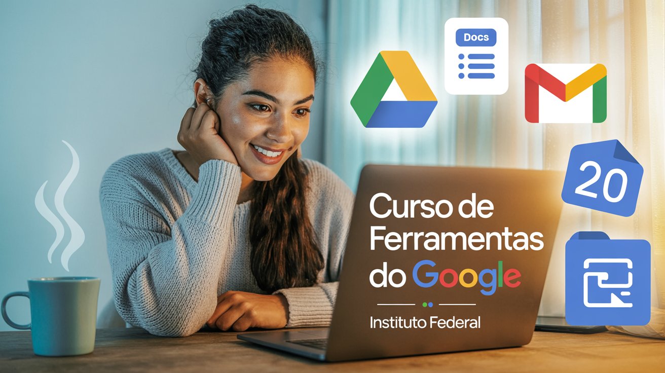Curso online e gratuito de Ferramentas Google do IFSULDEMINAS. Aprenda Docs, Planilhas e Drive. Certificado grátis. 100 Vagas!
