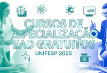 Unifesp abre inscrições para 3 Cursos de Especialização gratuita a distância! Cursos em saúde, educação e tecnologia. Inscreva-se já!