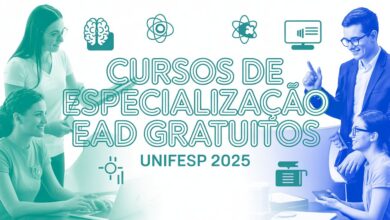 Unifesp abre inscrições para 3 Cursos de Especialização gratuita a distância! Cursos em saúde, educação e tecnologia. Inscreva-se já!