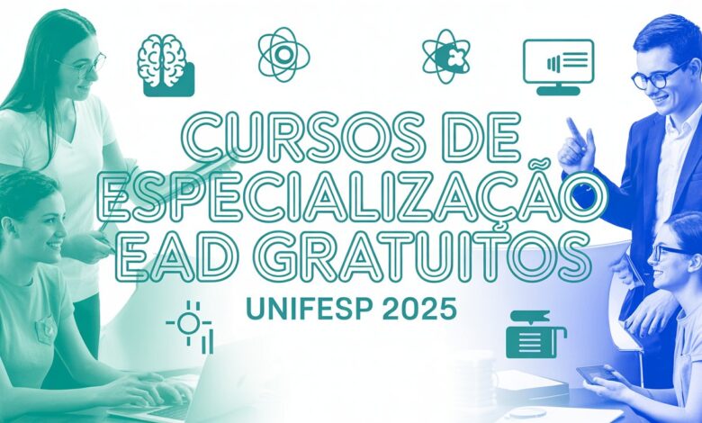 Unifesp abre inscrições para 3 Cursos de Especialização gratuita a distância! Cursos em saúde, educação e tecnologia. Inscreva-se já!