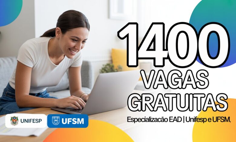 UNIFESP e UFSM oferecem 1400 vagas para especialização EAD gratuita. Cursos em saúde, educação e mais. Inscrições abertas! Confira!