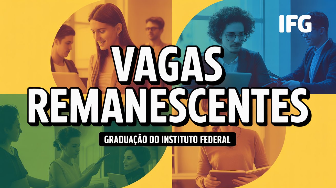 IFG abre inscrições para vagas remanescentes 2025/2. Cursos de graduação gratuitos. Inscrições de 11 a 21 de agosto. Saiba mais!