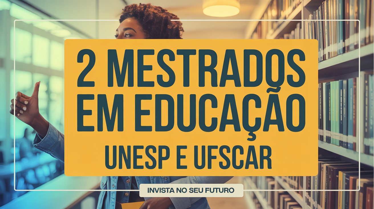 UNESP e UFSCAR abrem vagas para mestrado em Educação 2026. Inscrições abertas! Veja editais para Docência e Educação Especial!