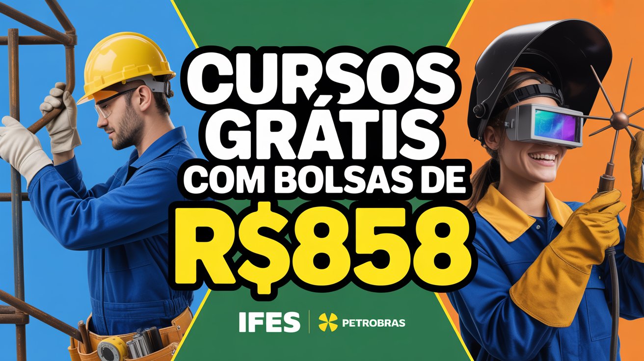 IFES e Petrobras oferecem 100 vagas em cursos gratuitos com bolsa de até R$ 858. Inscrições abertas até 03/09. Saiba como participar!