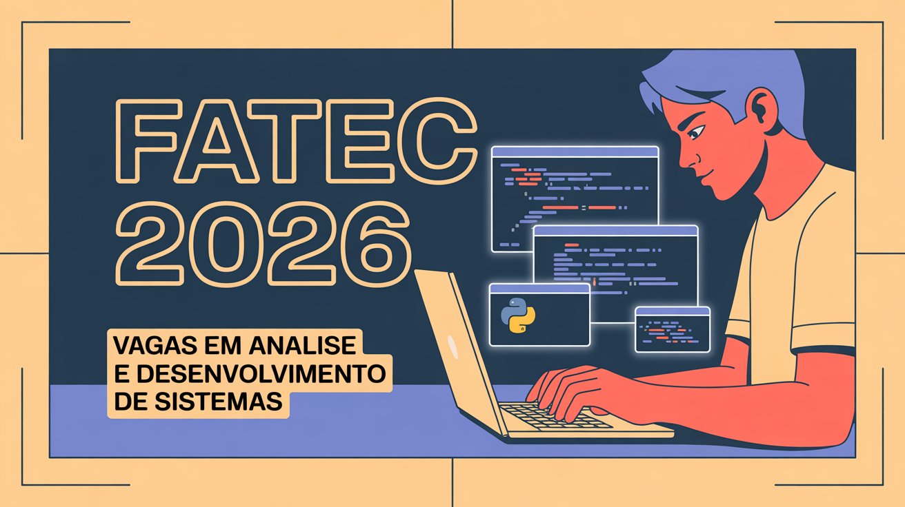 Oportunidade: Estude Análise e Desenvolvimento de Sistemas em 2026 de graça. Edital publicado. Saiba tudo sobre o vestibular FATEC!