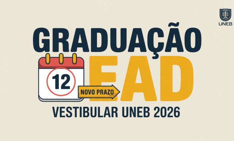 Prazo prorrogado! Inscrições para o Vestibular UNEB 2026 vão até 12 de outubro. Garanta sua vaga em cursos gratuitos, incluindo EAD.
