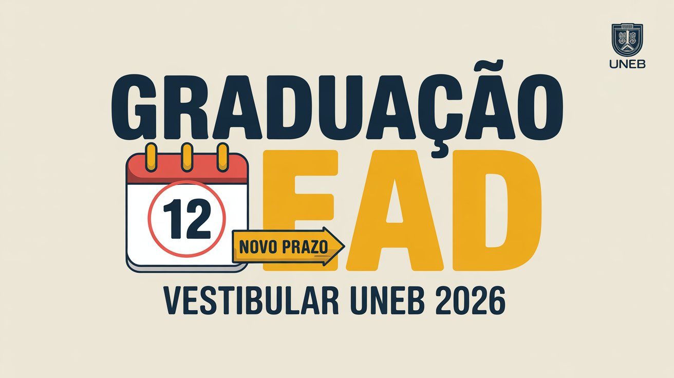 Prazo prorrogado! Inscrições para o Vestibular UNEB 2026 vão até 12 de outubro. Garanta sua vaga em cursos gratuitos, incluindo EAD.