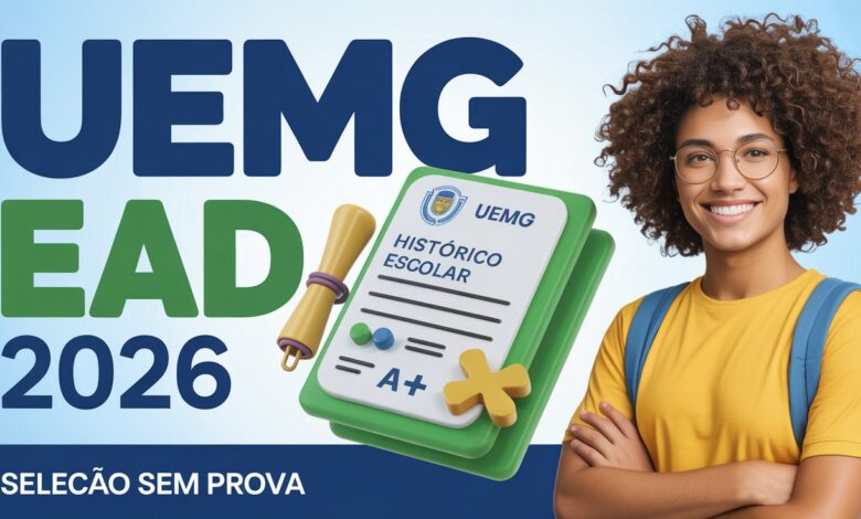 UEMG EAD 2026: Inscrições abertas! Cursos gratuitos (Biblioteconomia, Gestão) SEM PROVA. Seleção por notas do Ensino Médio.