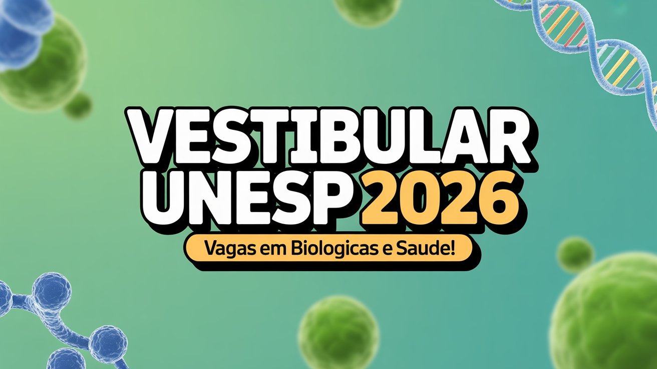 Inscrições abertas para o Vestibular UNESP 2026! Milhares de vagas em cursos de graduação na área de Biológicas e Saúde. Veja o edital!