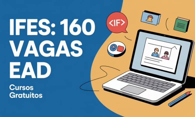 Cursos de Aperfeiçoamento EAD gratuitos no Ifes. São 160 vagas para Design Educacional e Tecnologias Digitais. Seleção por sorteio.