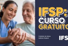 Curso de extensão gratuito de Cuidador de Idosos do IFSP. Pré-requisito é Ensino Fundamental Incompleto e seleção por inscrição.