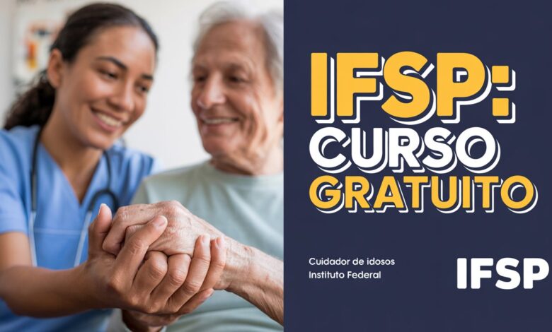 Curso de extensão gratuito de Cuidador de Idosos do IFSP. Pré-requisito é Ensino Fundamental Incompleto e seleção por inscrição.