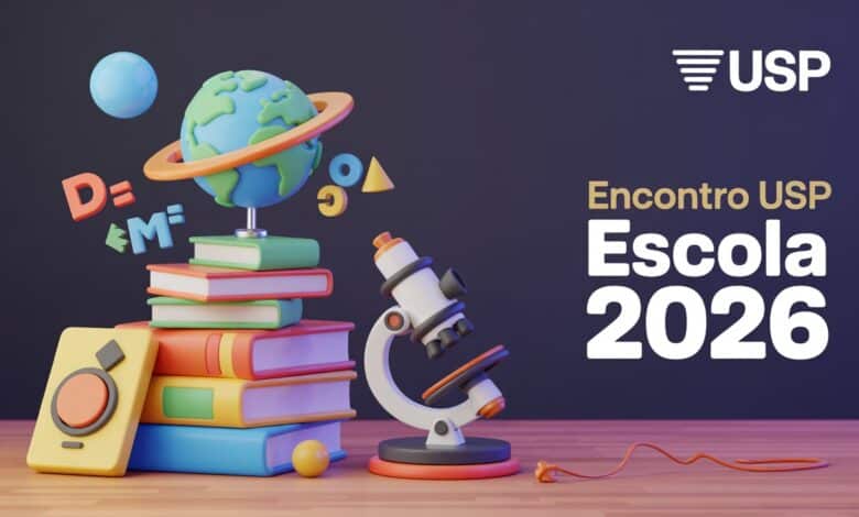 USP abre inscrições para o Encontro USP Escola 2026! Cursos presenciais e gratuitos para professores em janeiro. Inscreva-se até 03/12.