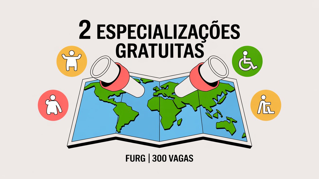 Editais FURG 2025: Especializações EAD em Educação Infantil e AEE. 150 vagas cada. Cursos gratuitos UAB. Confira os editais.