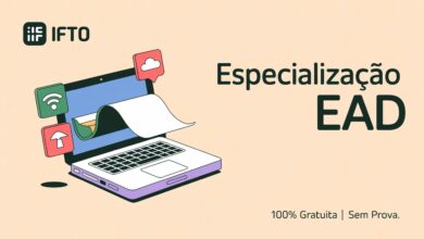 IFTO abre 150 vagas em Pós-Graduação EAD gratuita em Educação e Tecnologias Digitais. Inscrições até 20/11. Seleção por ordem de chegada.