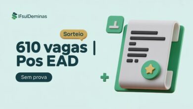 Edital 295/2025 IFSULDEMINAS: 610 vagas em pós EAD (Gestão, Enfermagem). Seleção por sorteio. Inscrições até 09/01/26.
