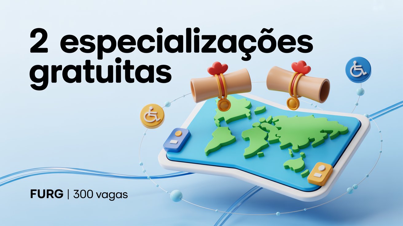 FURG abre 300 vagas em duas especializações EAD gratuitas: Educação Infantil e AEE. Inscrições abertas! Veja os prazos e polos no RS.