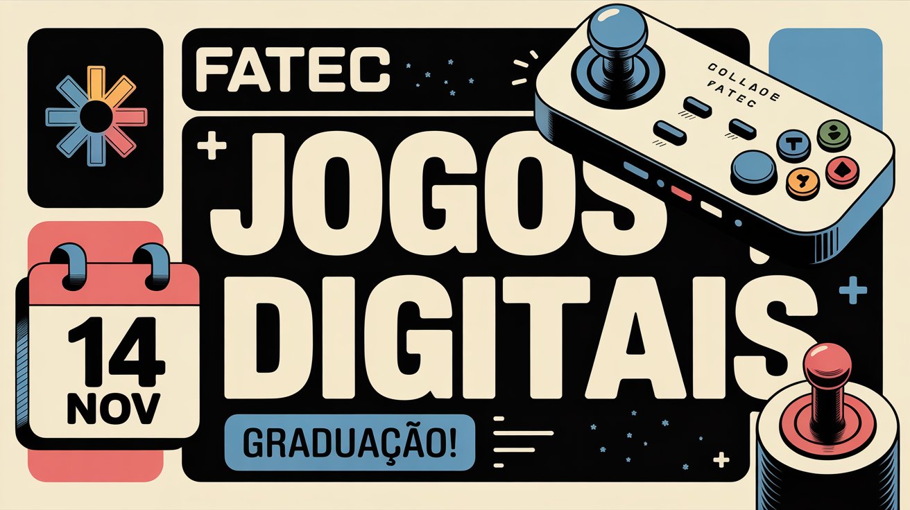 AMANHÃ! Inscrições FATEC 2026 para Graduação em Jogos Digitais terminam 14/11. Curso gratuito. Garanta sua vaga! Prova em 14/12.