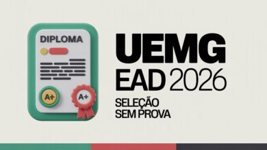 UEMG EAD 2026: Inscrições abertas! Cursos gratuitos (Biblioteconomia, Gestão) SEM PROVA. Seleção por notas do Ensino Médio. Até 11/12.