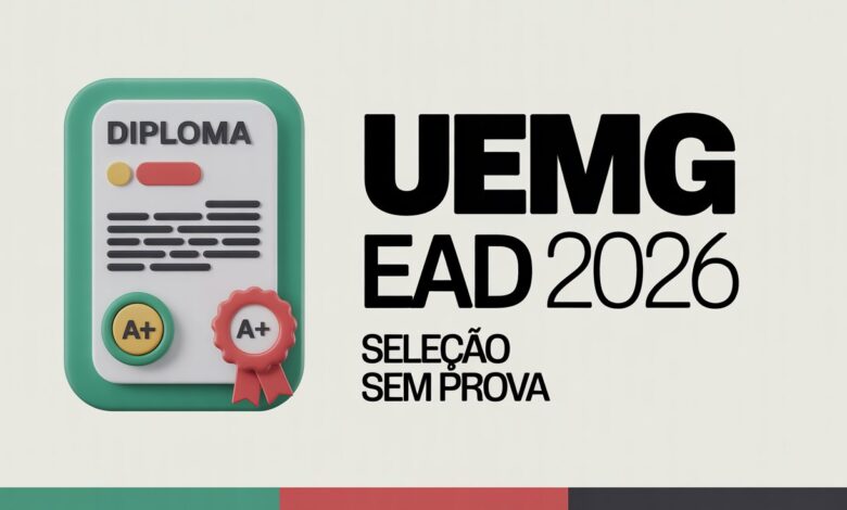 UEMG EAD 2026: Inscrições abertas! Cursos gratuitos (Biblioteconomia, Gestão) SEM PROVA. Seleção por notas do Ensino Médio. Até 11/12.
