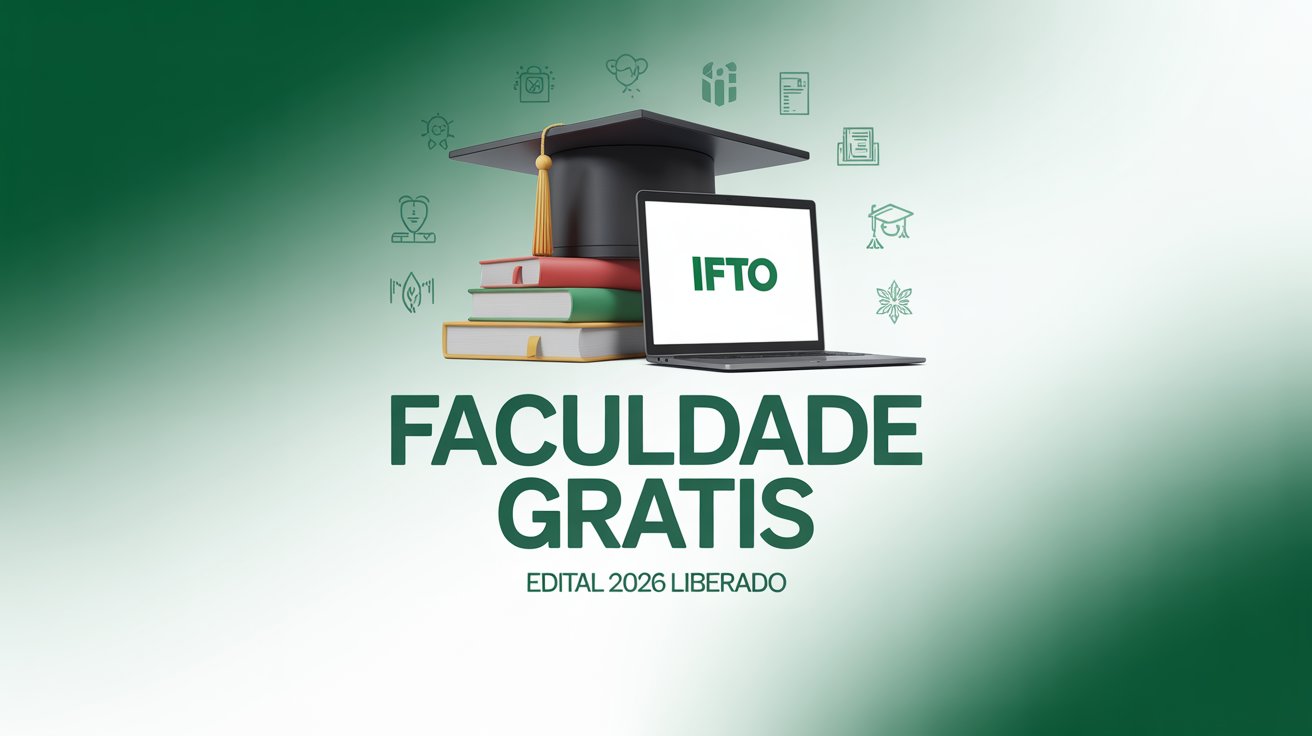 Faculdade sem pagar nada? No IFTO tem! Inscrições abertas para 2026. Diversos campi e cursos. Seleção por nota do EXATO. Aproveite.