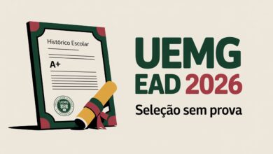 UEMG abre Vestibular EAD 2026! Cursos gratuitos de Biblioteconomia, Gestão Pública e Turismo. Sem prova! Inscrições até 1112.