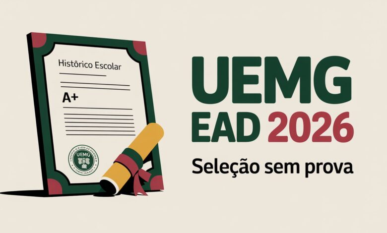 UEMG abre Vestibular EAD 2026! Cursos gratuitos de Biblioteconomia, Gestão Pública e Turismo. Sem prova! Inscrições até 1112.