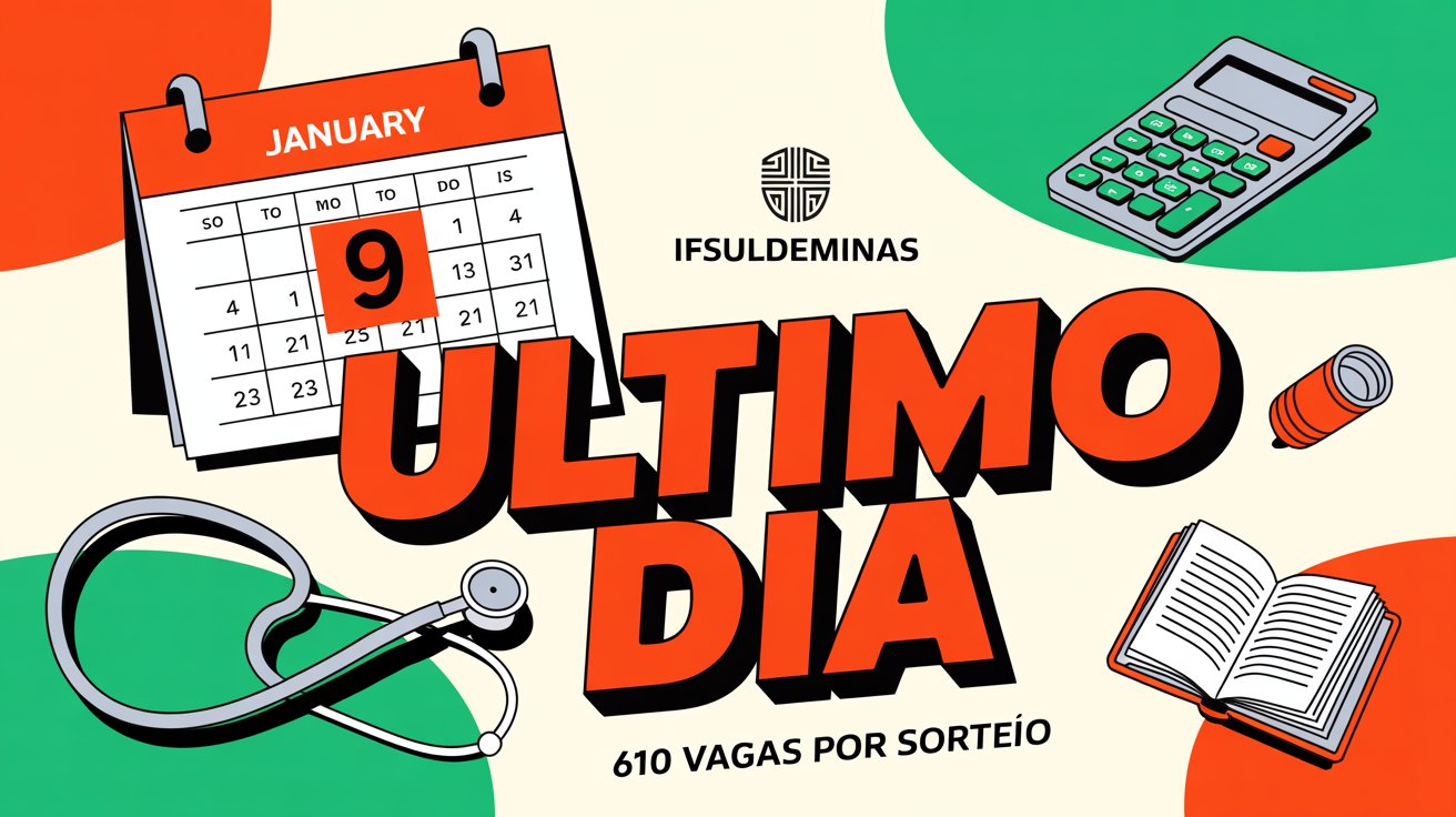 URGENTE Inscrições para Pós-Graduação EAD do IFSULDEMINAS terminam hoje (0901). 610 vagas gratuitas. Seleção por sorteio. Inscreva-se já!
