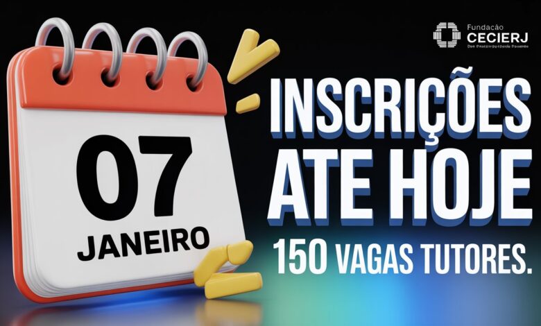 Último dia! Seleção de Tutores EAD CECIERJ tem inscrições prorrogadas até 07 de janeiro. Vagas para Biologia, Redação, Math e mais.