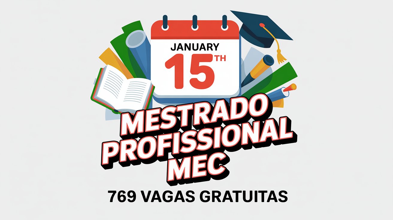 Últimos dias! Mestrado Gratuito ProfEPT aceita inscrições só até 1501. 769 vagas para servidores e comunidade. Prova em fevereiro de 2026.