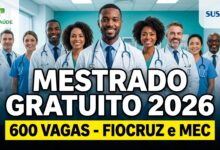 Inscrições abertas para o Mestrado Gratuito em Saúde da Família! São centenas de vagas em todo o Brasil no PROFSAÚDE! Confira o edital!