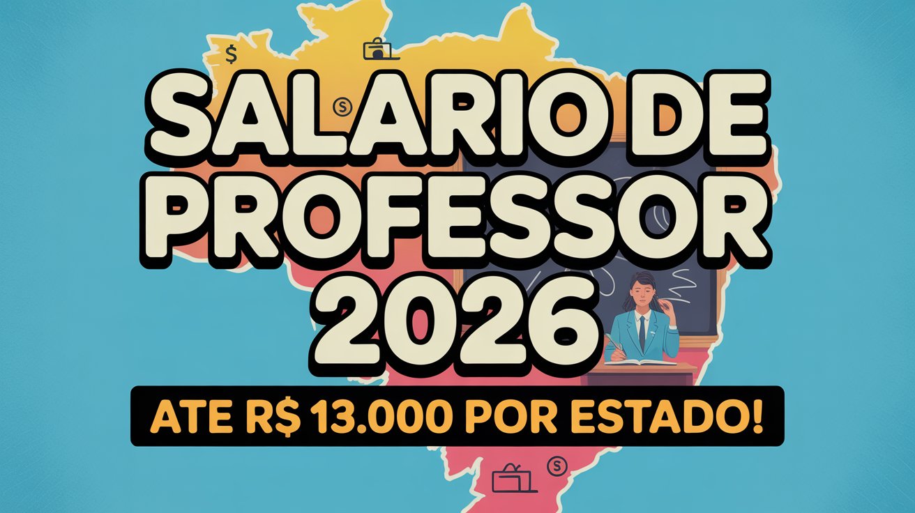 Salário de professor por estado em 2026 MS lidera com R$ 13 mil e RJ tem o menor. Veja o mapa completo da remuneração docente no Brasil.