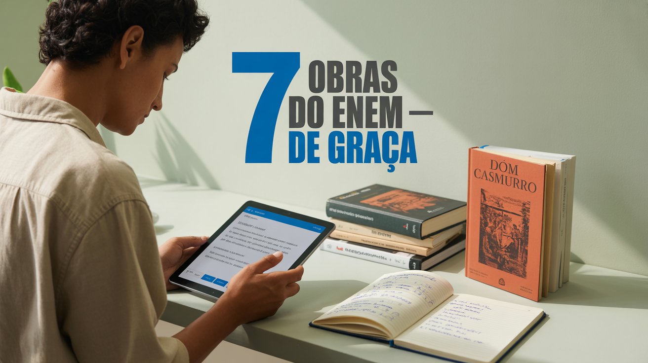 7 obras cobradas no ENEM estão de graça no MEC Livros em 2026. Machado de Assis, Clarice Lispector e Graciliano Ramos disponíveis pelo app