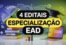 UFRRJ, UNEMAT, IFPB e IFRN abriram 1.370 vagas em especializações gratuitas EaD para professores. Inscrições abertas até maio de 2026.