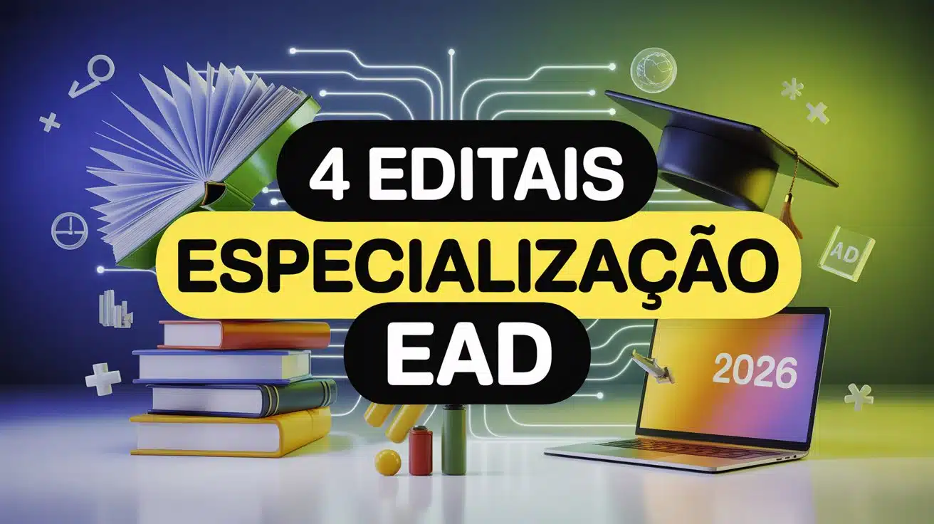 UFRRJ, UNEMAT, IFPB e IFRN abriram 1.370 vagas em especializações gratuitas EaD para professores. Inscrições abertas até maio de 2026.