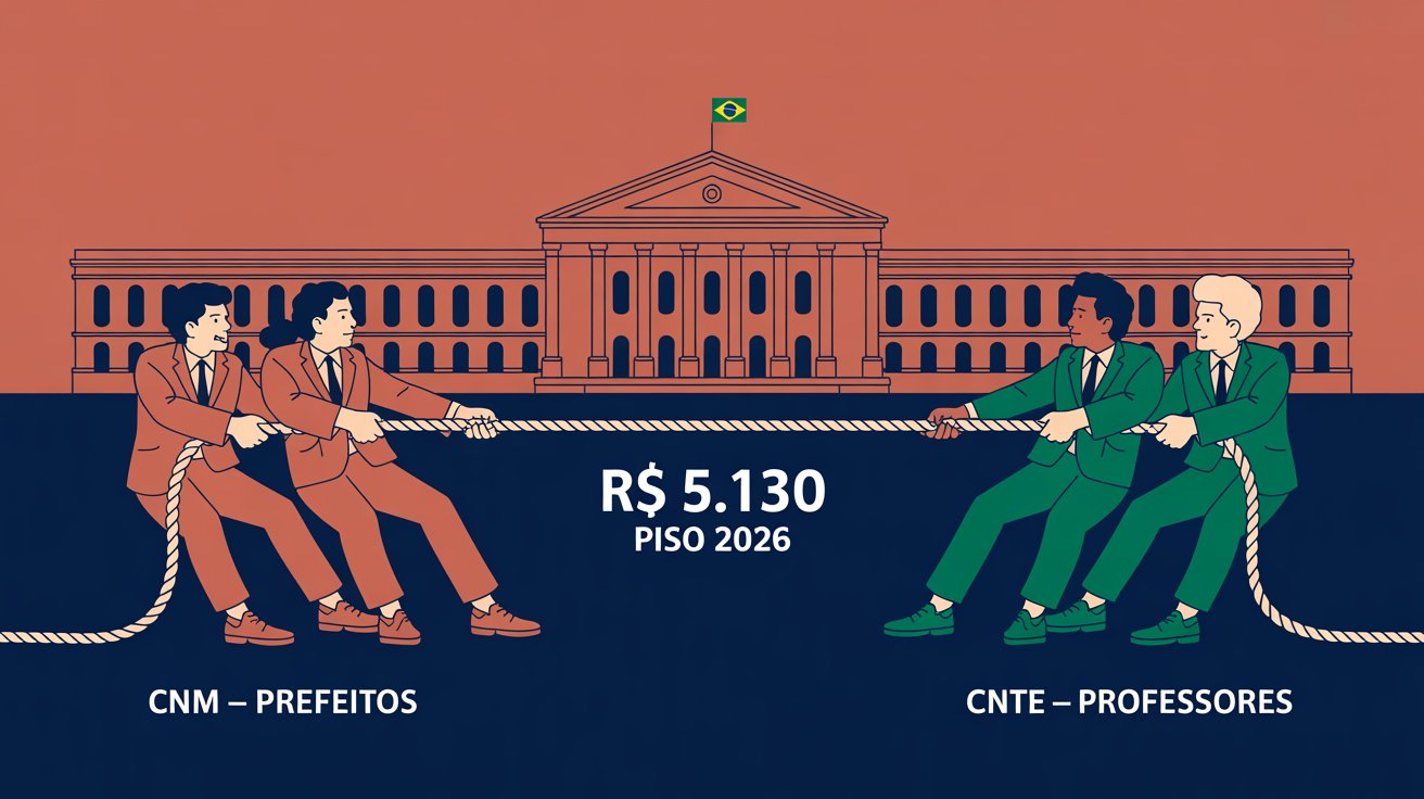 CNM mobilizou 1.200 prefeitos contra a MP do piso dos professores. CNTE defende aprovação. Quem vai vencer antes do prazo de junho de 2026