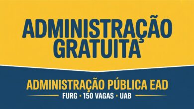 Inscrições abertas para o Bacharelado EaD em Administração Pública da FURG. Avaliação por histórico do ensino médio e carta de intenção.