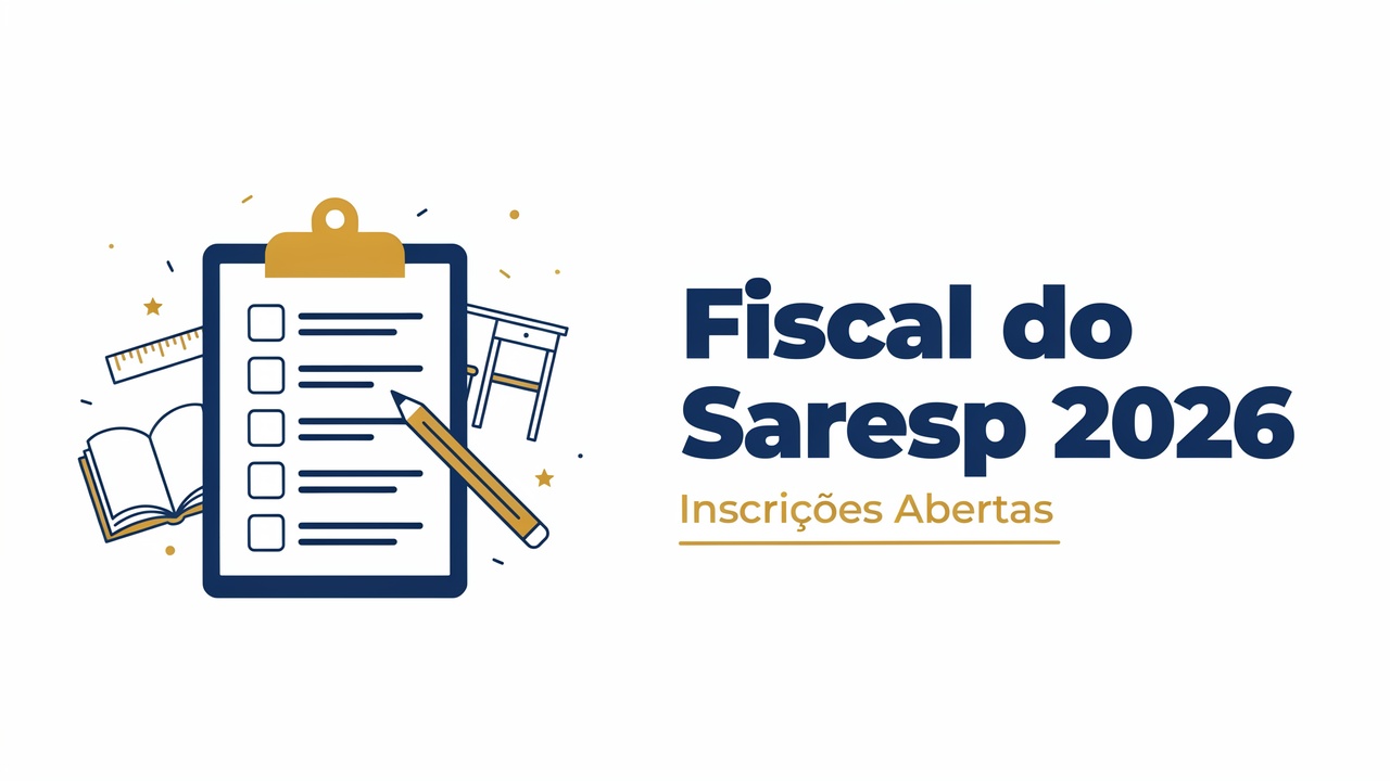 A Fundação Vunesp está com inscrições abertas para fiscal de prova do Saresp 2026. Saiba os requisitos, veja as 19 cidades com vagas!