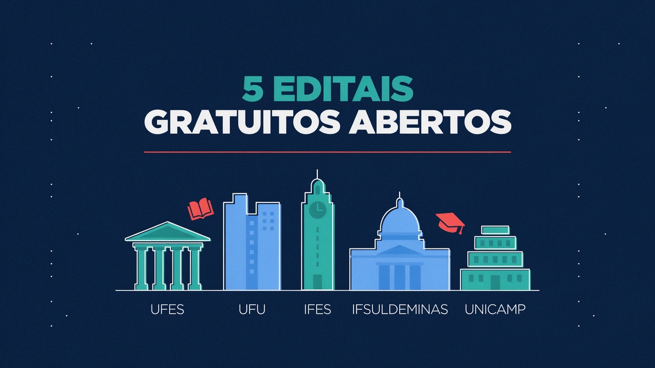 Cinco instituições federais têm inscrições abertas para cursos e pós-graduações gratuitas em junho e julho de 2026. Mais de 6 mil vagas!