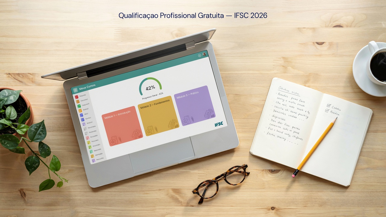 IFSC abre inscrições para 11 cursos gratuitos de Qualificação Profissional no 2º semestre de 2026. Modalidades EaD e presencial. Seleção por sorteio.
