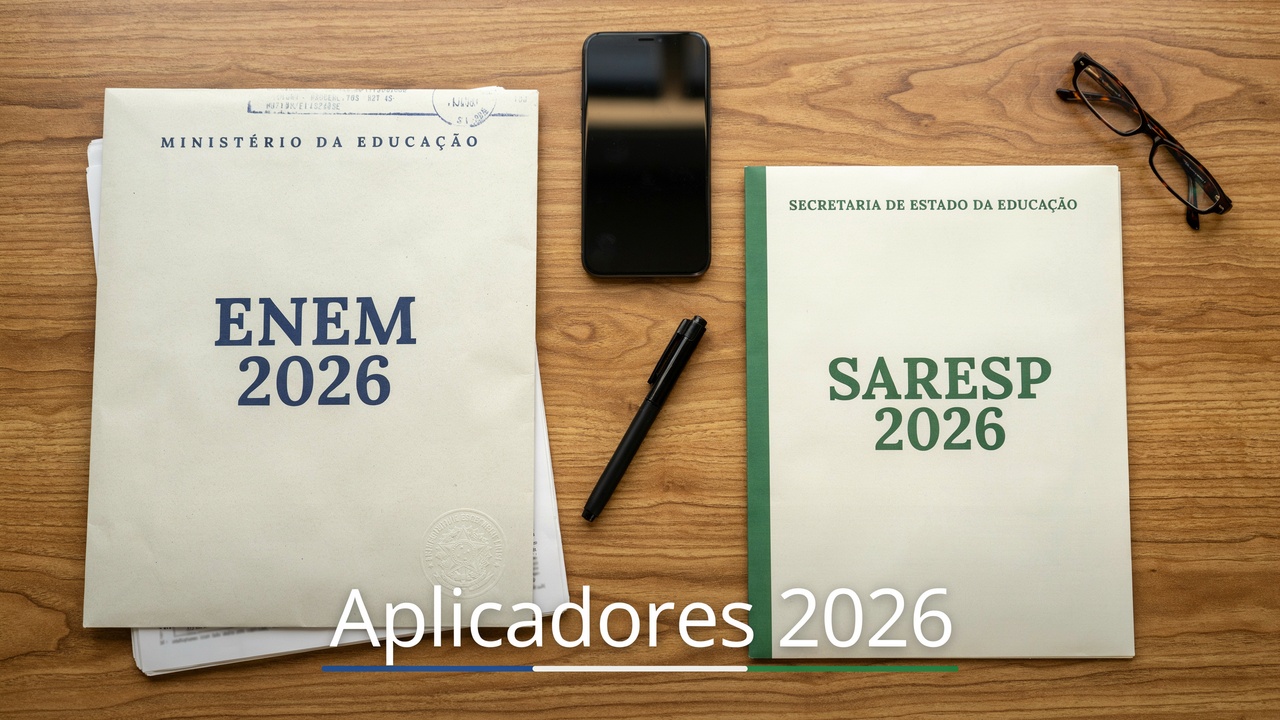 INEP e Vunesp estão com inscrições abertas para aplicadores do ENEM e do SARESP 2026. Veja requisitos, remuneração e como se inscrever nos dois processos.