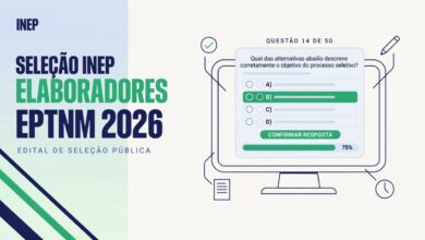 Inep prorrogou o prazo de inscrição da seleção para elaboradores e revisores de itens da EPTNM. Candidaturas vão até 226 pelo InepFlow.