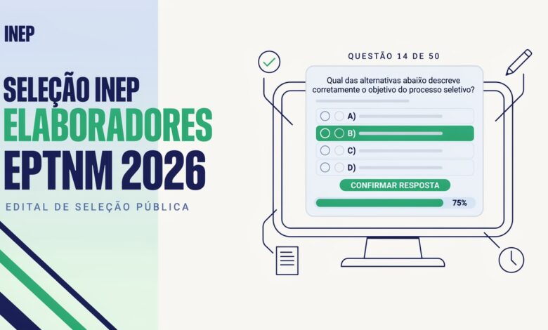 Inep prorrogou o prazo de inscrição da seleção para elaboradores e revisores de itens da EPTNM. Candidaturas vão até 226 pelo InepFlow.