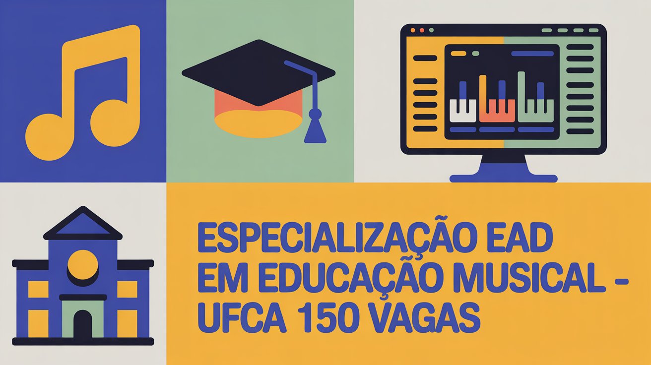 Inscrições abertas para Especialização em Educação Musical EaD na UFCA. Curso de pós-graduação 100% gratuito com vagas em 5 polos!