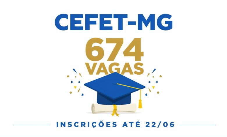O CEFET-MG abriu 674 vagas de graduação para o 2º semestre de 2026. Inscrições gratuitas até 2206 pelo site do processo seletivo. Seleção pelas notas do ENEM 2016–2025